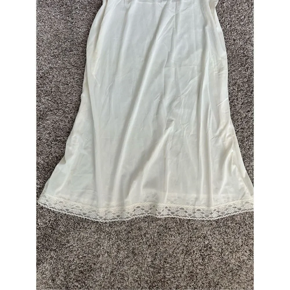 vintage vanity fair cream lace trim slip lingerie nightgown dress size 40 - Picture 4 of 6